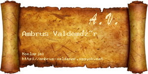 Ambrus Valdemár névjegykártya